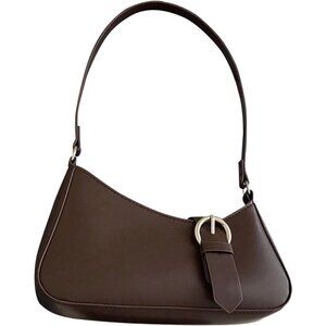 Women's PU Leather Shoulder Bag 10.4in Buckle Zipper Casual Purse